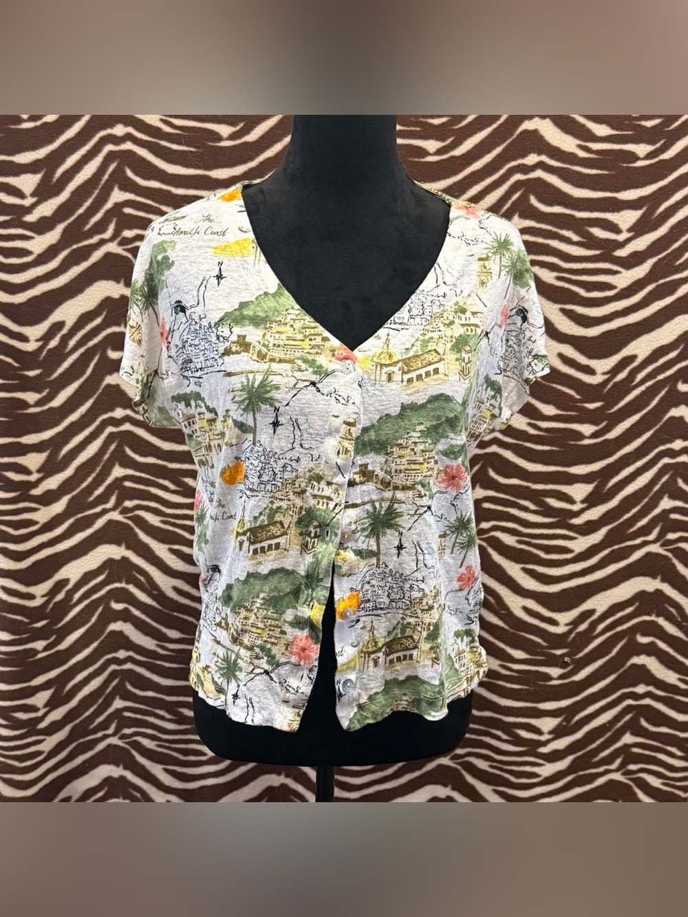 Cynthia Rowley-sz Small-100% Linen-Amalfi Coast Scene, So Beautiful!